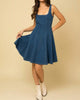 Sleeveless Square Neck Corset Dress In Denim - thumbnail