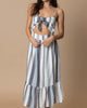 Daisy Stripe Cut Out Midi Dress in White/Blue Multi - thumbnail