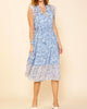 Floral Midi Dress In Dusty Blue - thumbnail