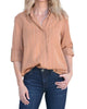 Riley Terra White Stripe Blouse in Rust - thumbnail