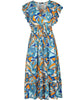 V-Neck Printed Dress in Blue Combo - thumbnail