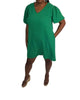 V-Neck Puff Sleeve Mini Dress in Kelly Green - thumbnail