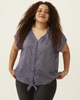 Lucile Button Loop Tie Front Top - thumbnail