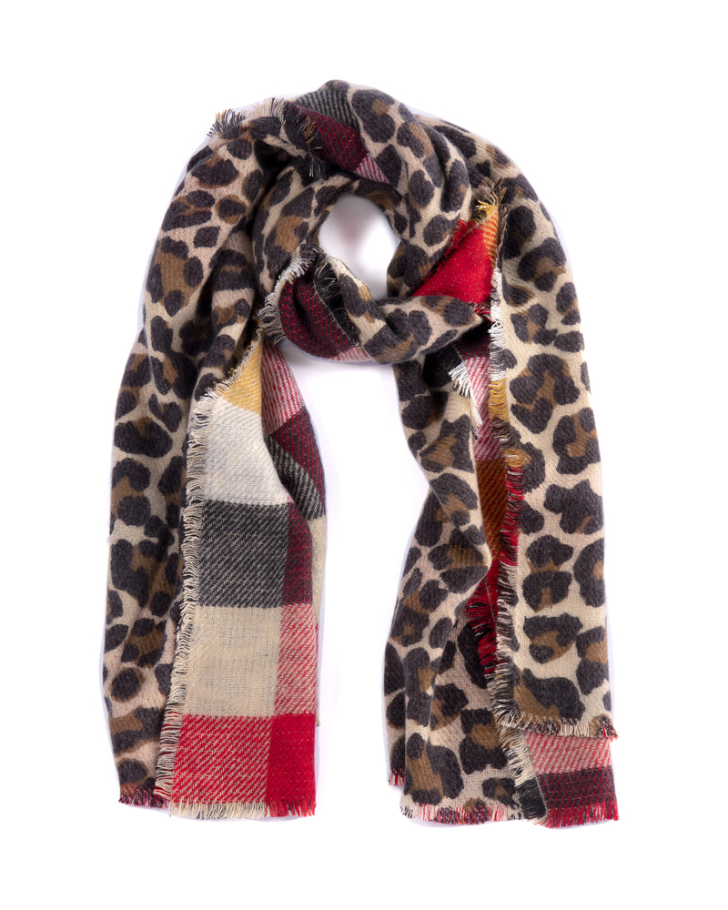 Nicolette Mixed Print Scarf | Tan / Brown