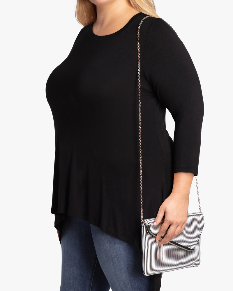 Balham Striped Clutch | Black / White