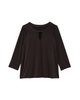 Prue 3/4 Sleeve Studded Top with Keyhole - thumbnail