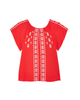 Priya Short Flutter Sleeve Woven Embroidered Blouse - thumbnail