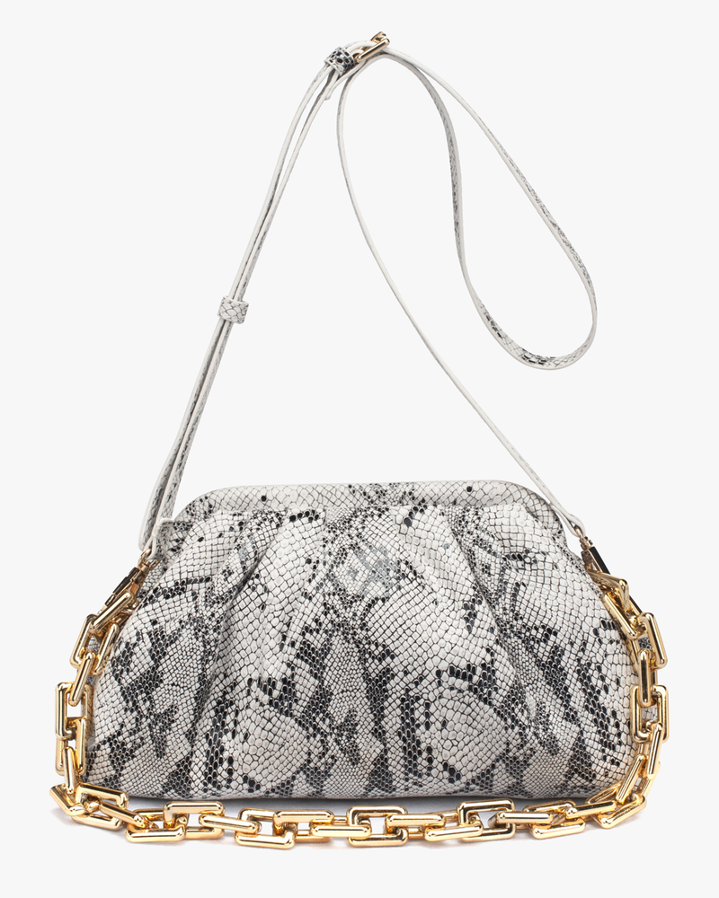 Susanne Snakeskin Clutch | White / Black