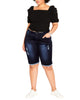 Paola Light Wash Ripped Bermuda Short - thumbnail