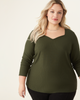 Ashley Ribbed Knit Sweetheart Neckline Top - thumbnail