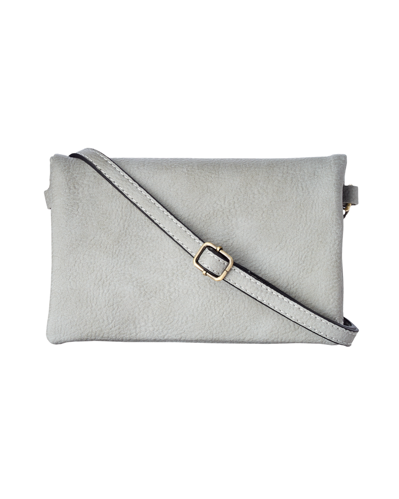 Katie Vegan Leather Bag With Compartments | Light Grey