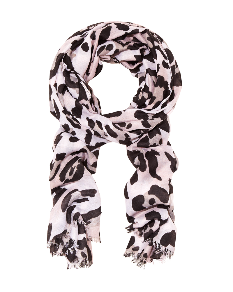 Madelyn Animal Print Scarf | White / Black