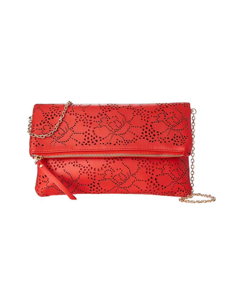 Carrie Perforated Clutch | Red
