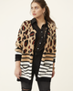 Norah Animal-Print Striped Cardigan - thumbnail