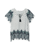Mila Short Sleeve TIe Neck Peasant Blouse - thumbnail