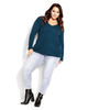 Simple V-Neck Sweater Top - thumbnail