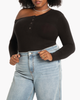 Lisa One Shoulder Long Sleeve Henley - thumbnail