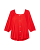 Heidi Square Neck Button Front 3/4 Sleeve Blouse - thumbnail
