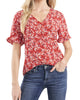 Loretta Button Loop Frill Sleeve Top - thumbnail