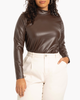 Vivien Faux Leather Mockneck Top - thumbnail