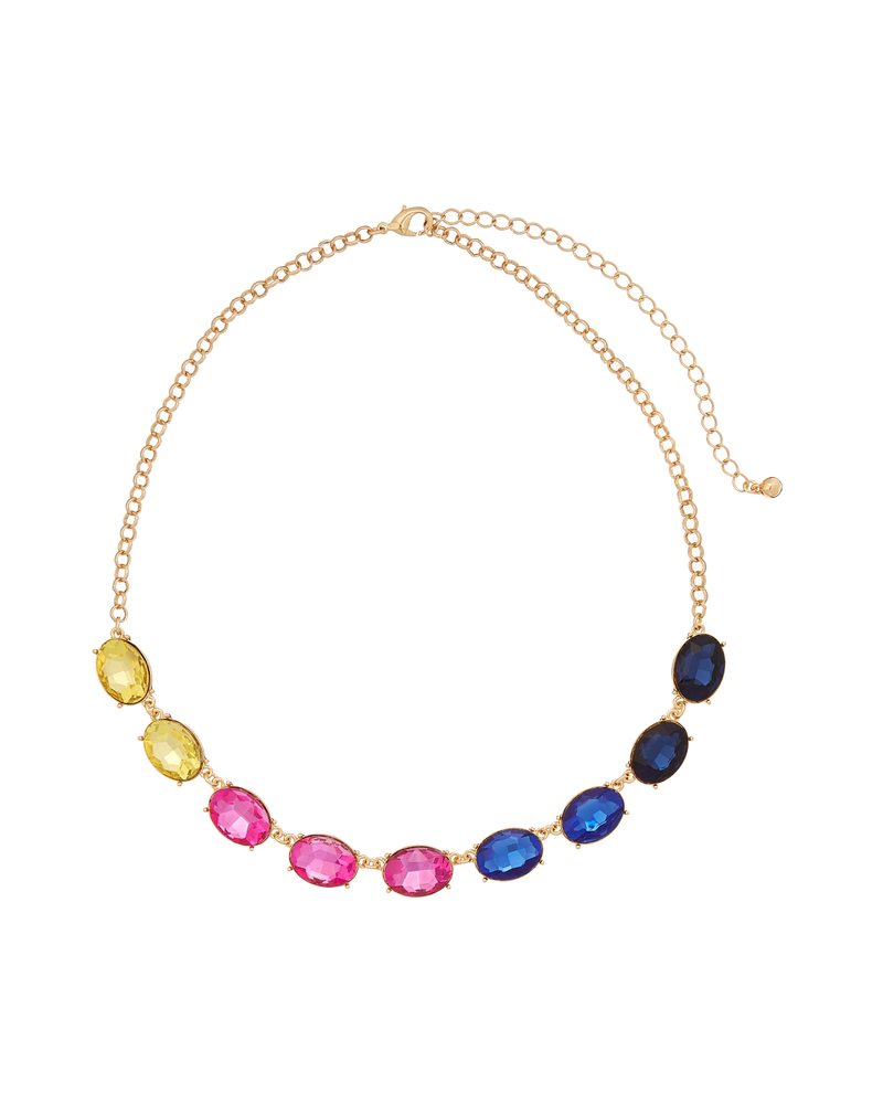 Bosna Multi-Stone Statement Necklace | Gold / Magenta