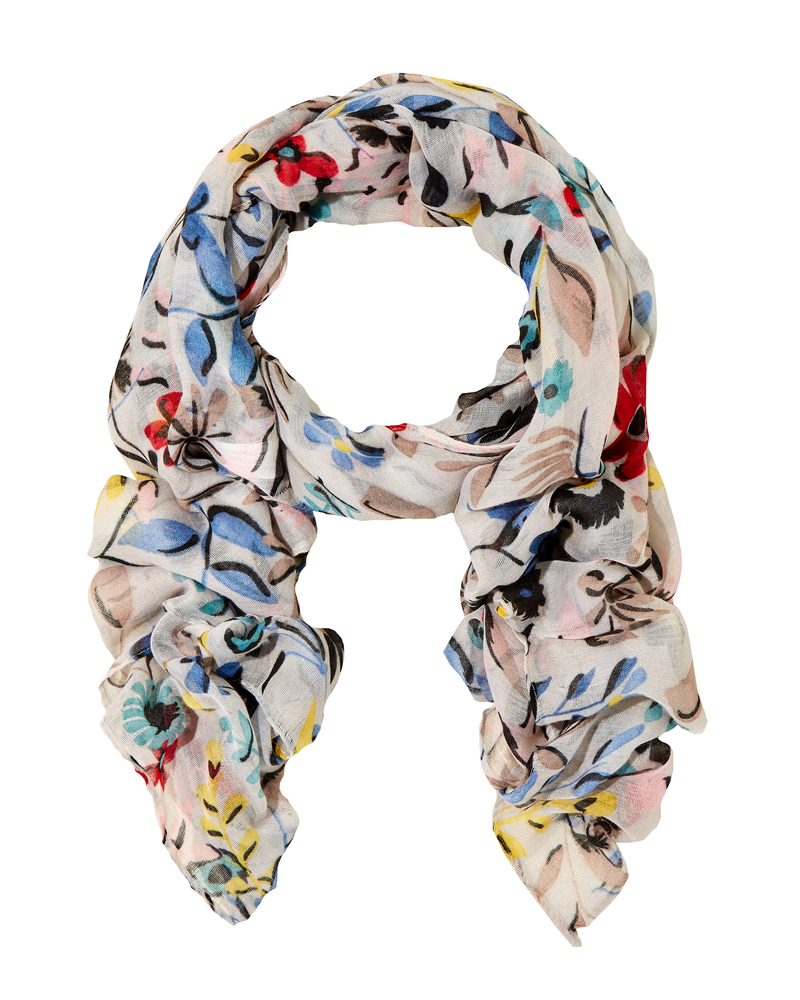 Macaulay Floral Scarf | White / Red