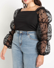 Joyce Flocked Organza Sleeve Top - thumbnail