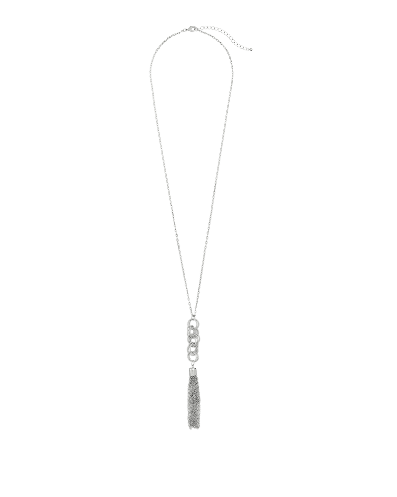 Priyanka Multi Circle Tassel Necklace | Silver