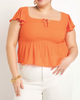 Flutter Sleeve Peplum Blouse - thumbnail