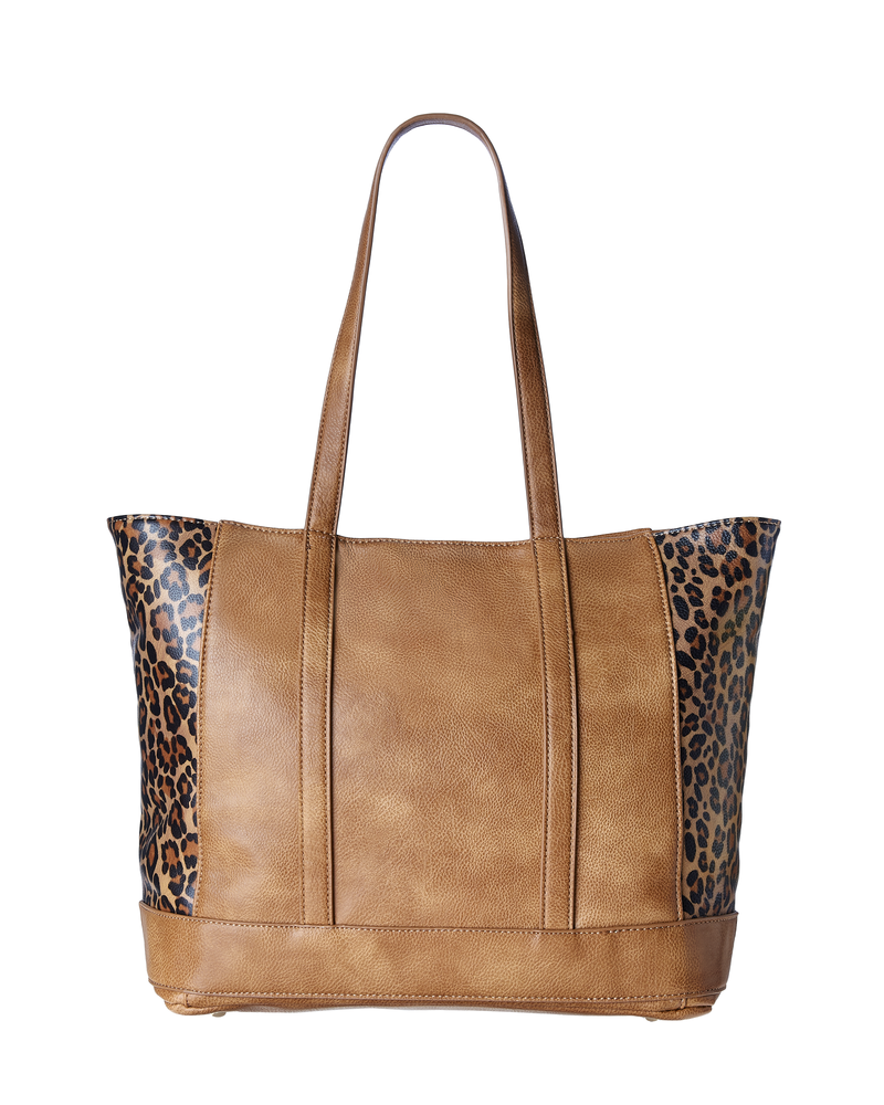 Aubrie Animal Print Classic Tote Bag | Tan / Brown