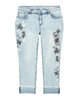Naomi Rolled Ankle Jean with Floral Design - thumbnail