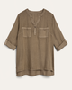 Rachel Tencel Roll Tab Sleeve Top - thumbnail
