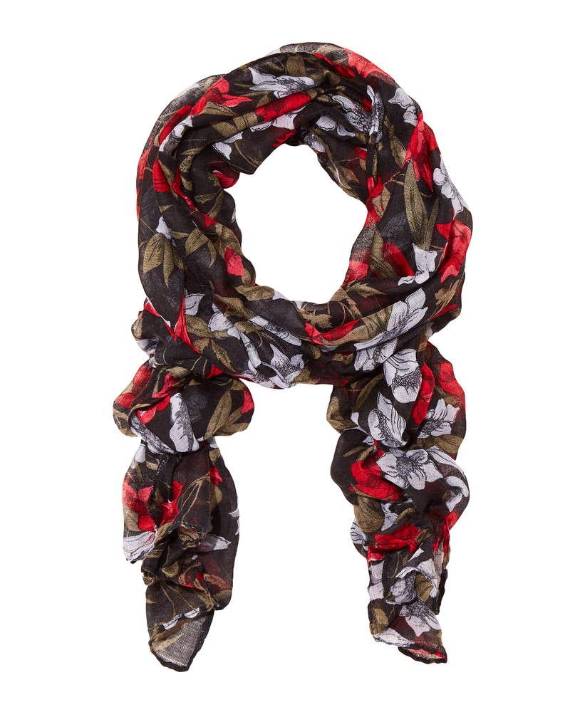 Mackenzie Floral Scarf | Black / Red