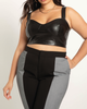 Donna Faux Leather Bustier - thumbnail