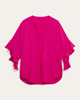 Trista Ruffle Sleeve Henley Blouse - thumbnail