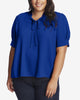 Harper Short Sleeve V-Neck Ruffled Top - thumbnail