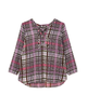 Damary Long Sleeve Lace Up Tunic Blouse with Side Slits - thumbnail