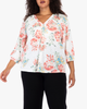 Anna Floral-Print Three-Quarter-Sleeve Blouse - thumbnail
