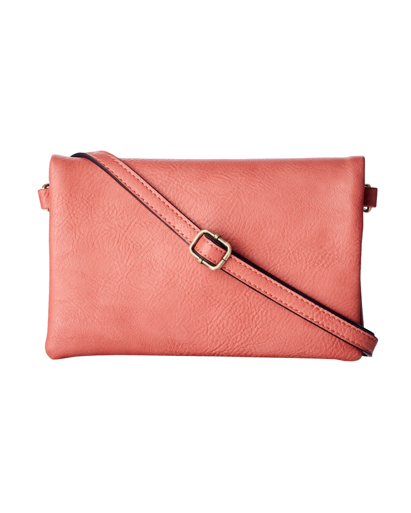 Katie Vegan Leather Bag With Compartments | Coral