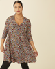 Zelena Twist Front Floral Print Dress - thumbnail