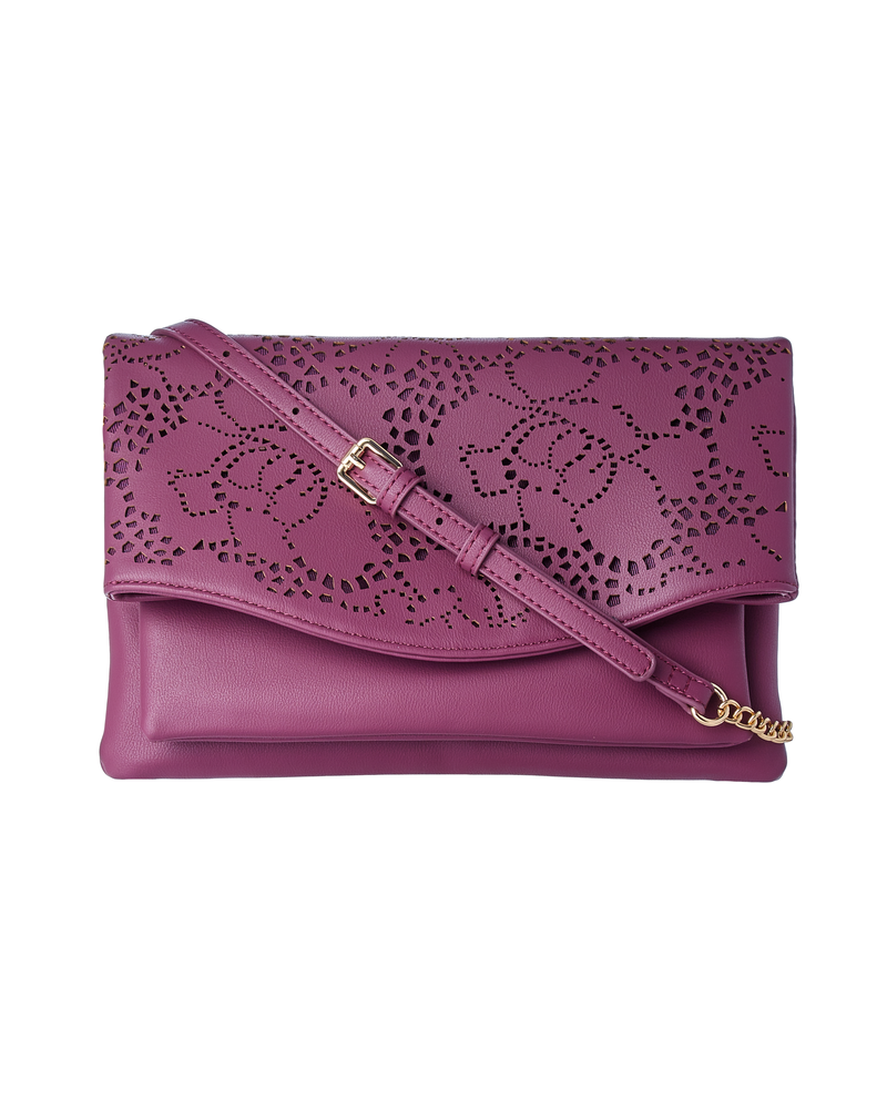 Lilia Floral Perforated Detail Crossbody | Purple