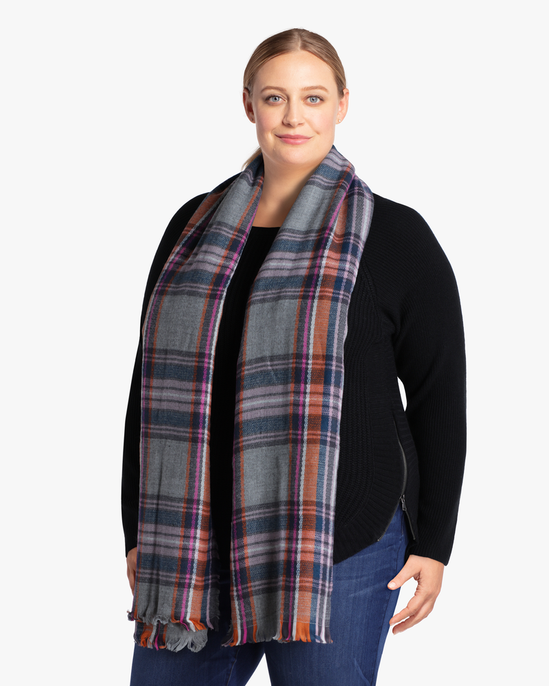 Aniva Cold Weather Scarf | Light Grey / Orange