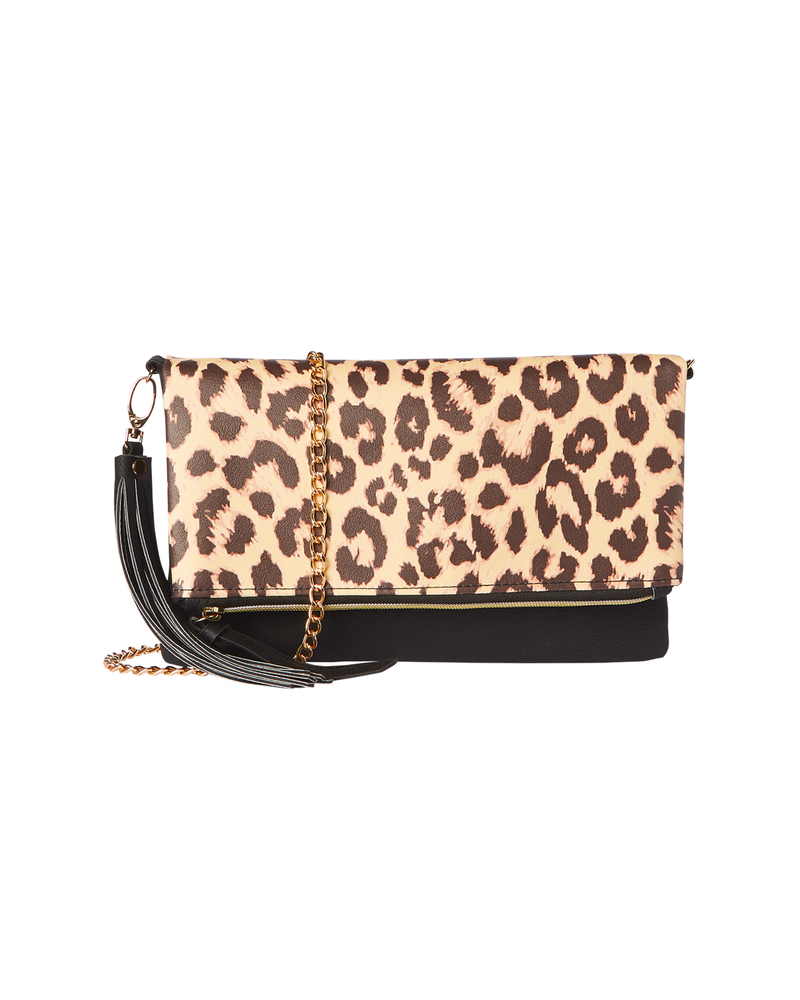 Cambridge Convertible Crossbody Clutch | Black / Tan