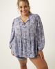 Tiffany Printed Peplum Peasant Top - thumbnail