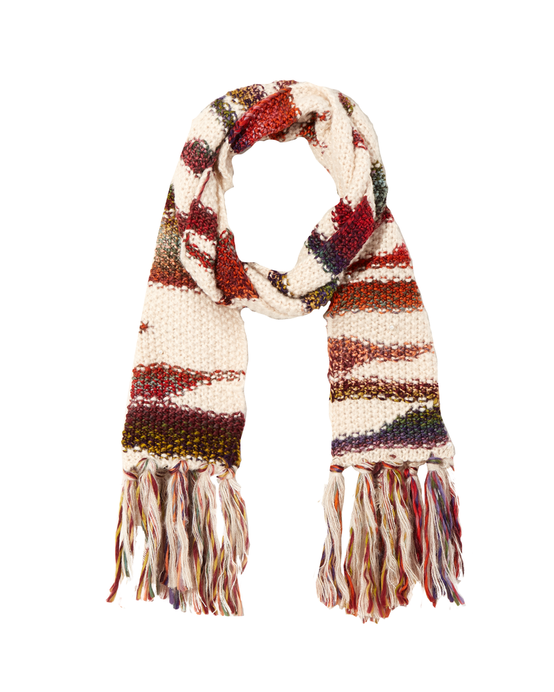 Bosna Fringe Scarf | Tan / Red