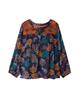 Waverly 3/4 Sleeve Mixed Print Split Neck Bloue - thumbnail