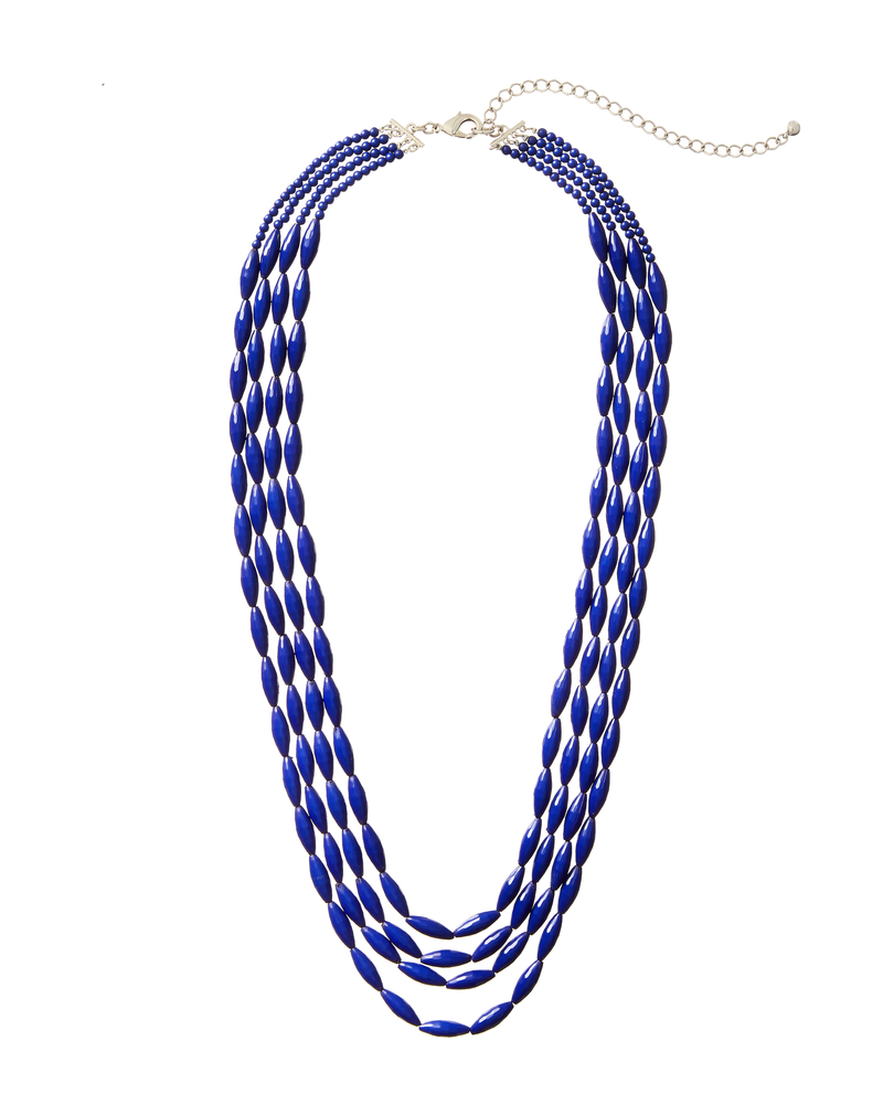 Gila Multi-Strand Necklace | Silver / Royal Blue