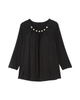 Molly 3/4 Sleeve Pearl Detail Knit Tee - thumbnail