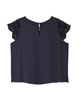 Sherry Short Lace Sleeve Front Pleat Top - thumbnail