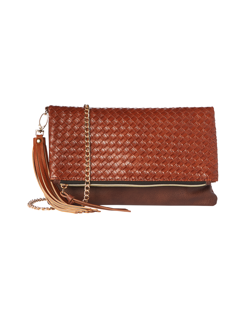 Cambridge Convertible Crossbody Clutch | Tan / Gold